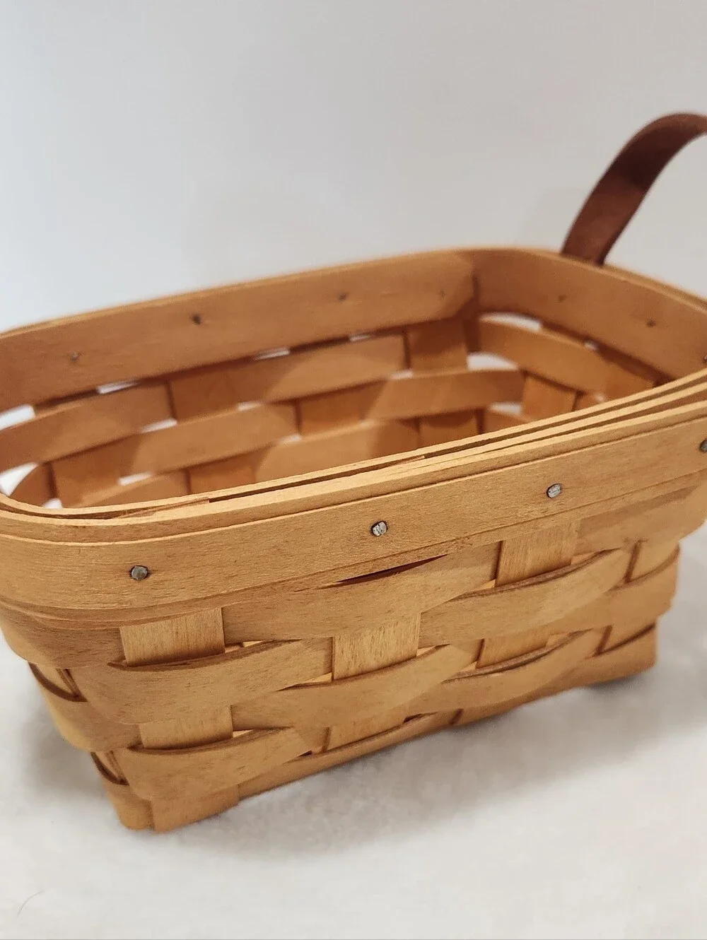 Longaberger Vintage VTG Knick Knack Handwoven Maple Rectangular Basket
